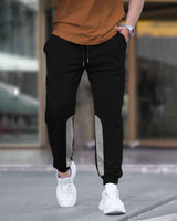 Men Plain Ankle Fit Cuffed Jogger / Black
