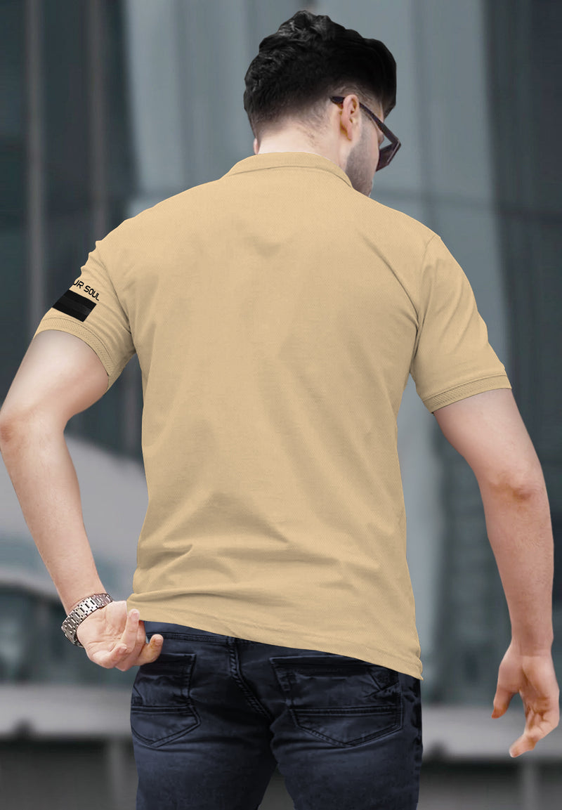 Men Beige Designer Polo T-shirt