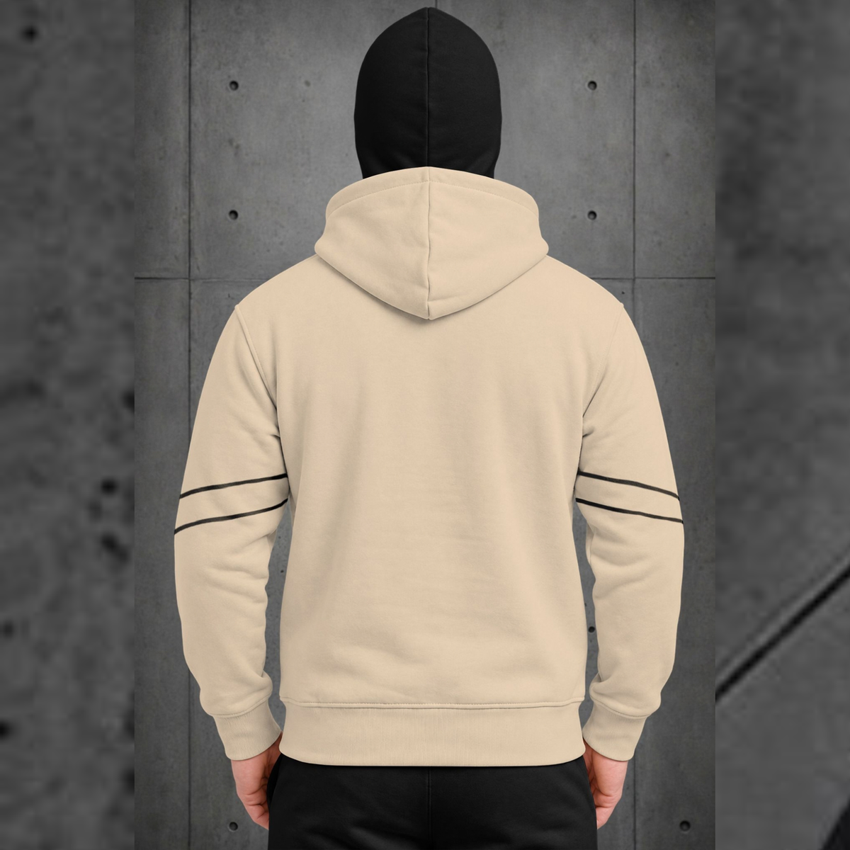 Mens Beige Double Mask Zip-Up Winter Jacket