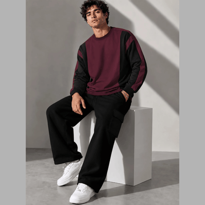 Tracksuit Round Neck Sweatshirts And Plain Cargo Trackpants