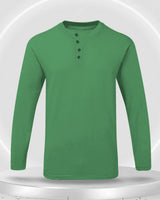 Solid Men Henley Pale Green Full Sleeve T-Shirt