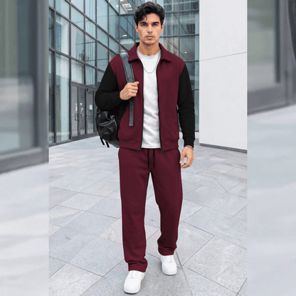 Mens Polo Neck Dual Color Jacket Winter Tracksuits