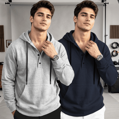 (Pack Of 2) Hooded Neck Plain Winter Sweatshirts