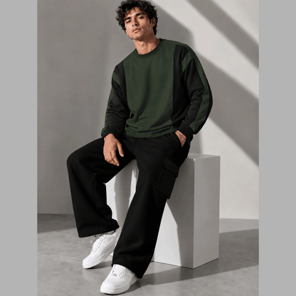 Tracksuit Round Neck Sweatshirts And Plain Cargo Trackpants