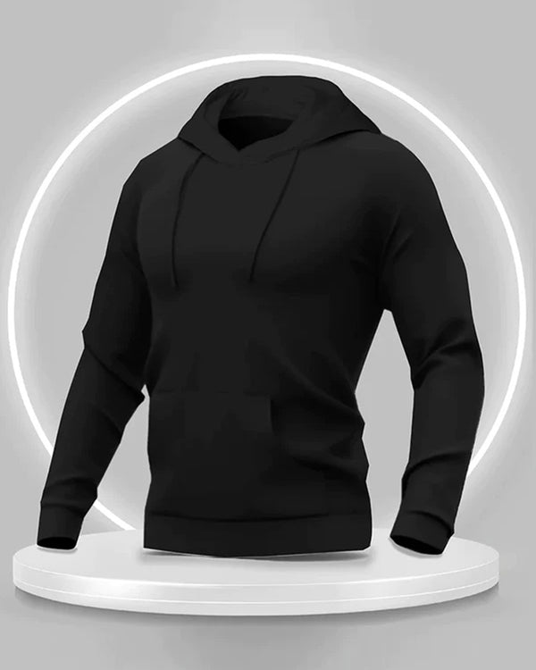 Full Sleeve Fleece Black Color Plain Sweatshirt