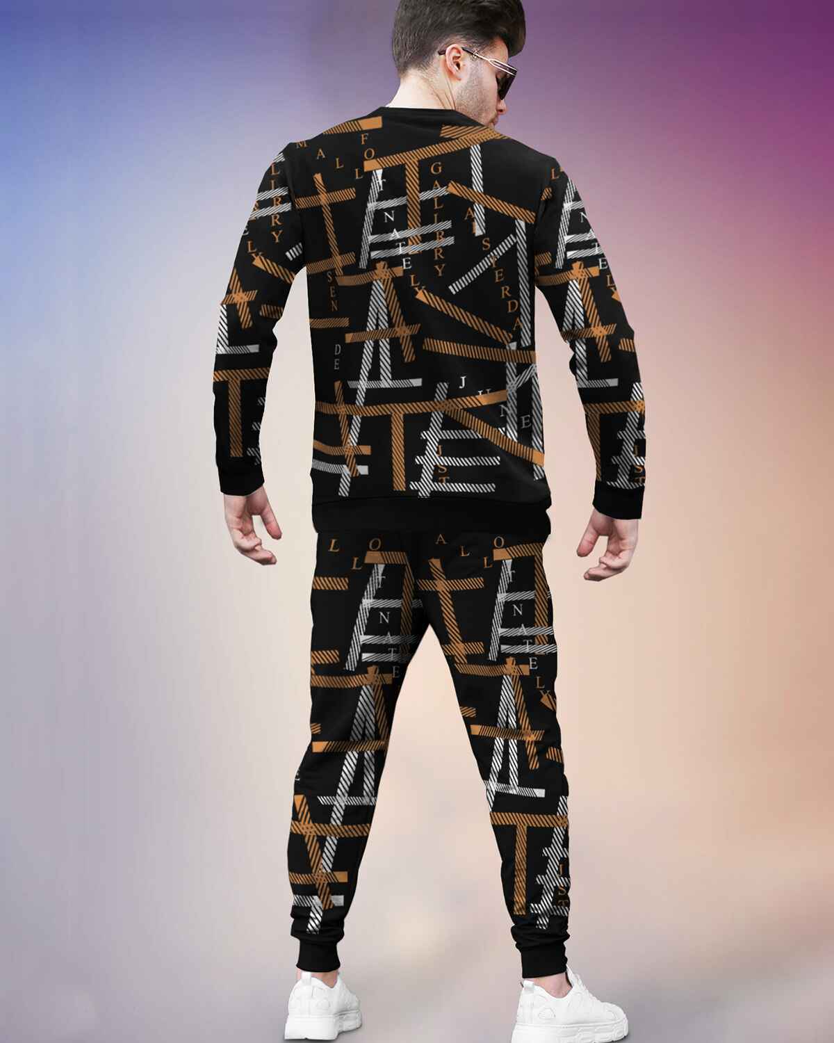 Track Suit Black-Brown Full Sleeve All Over Print T-shirt & Printed Trackpant
