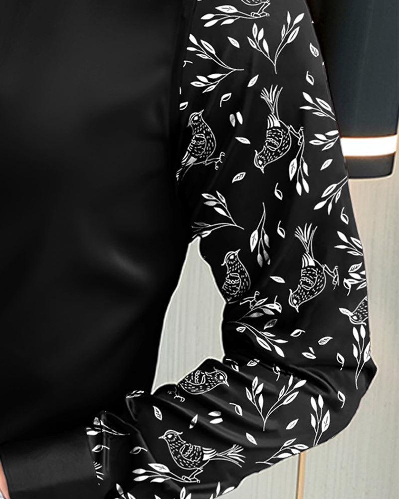 Sparrow Printed Black Party Wear Shirt