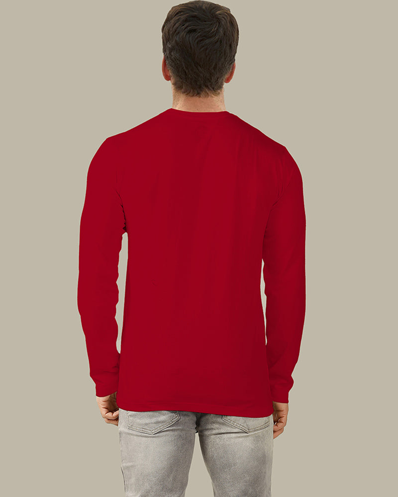 bold red v neck full sleeve tshirt for men back view