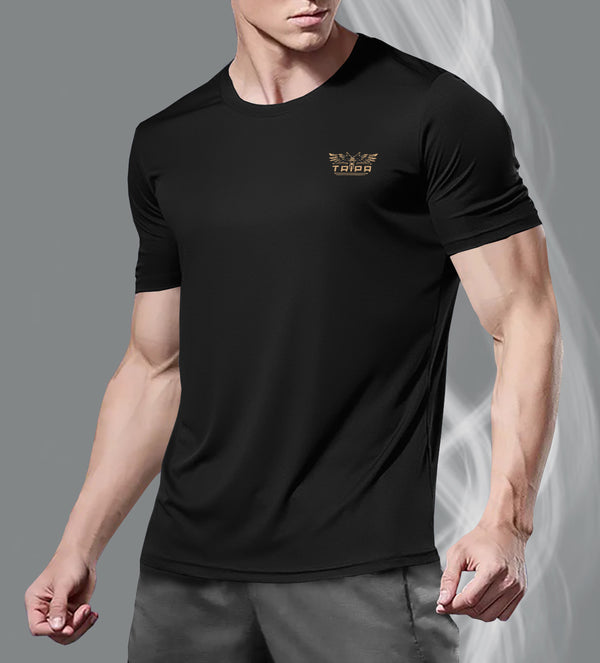 Men Solid Round Neck Polyester Grey T-Shirt