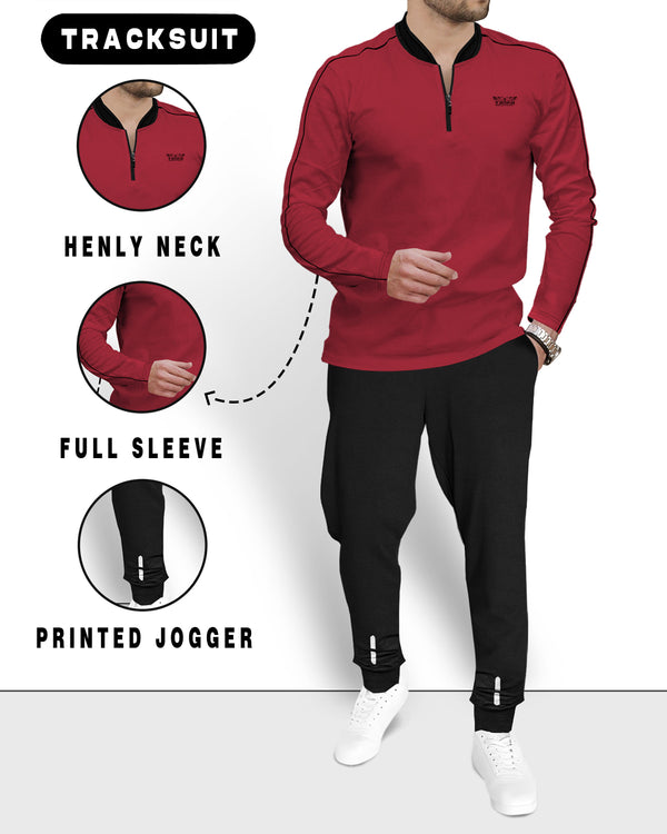 TRACKSUIT - MEN FULL SLEEVE T-SHIRT RED | BLACK TRACKPANT