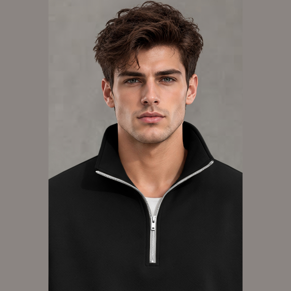 Mens Contrast Stripe Full Sleeve Pullover Sweatshirt Black
