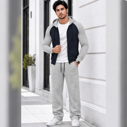 Mens Hooded Neck Dual Color Jacket Winter Tracksuits