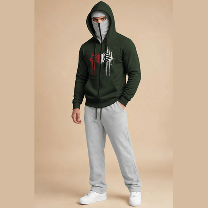 Tracksuit Mask Hooded Jackets And Plain Baggy Trackpants
