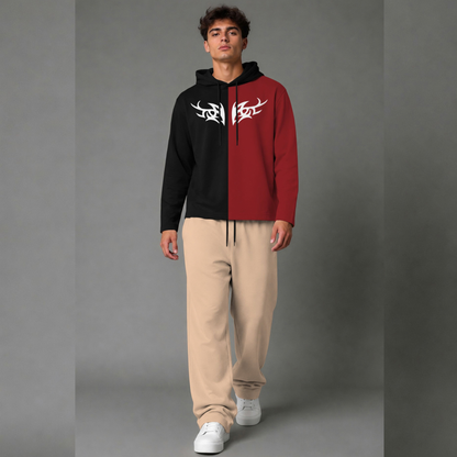 Outfit Set Plain Dual hooded Tshirt - Plain Loose Fit Trackpants