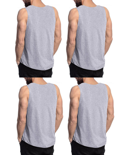 (Pack Of 4) Mens Printed Vest / Grey
