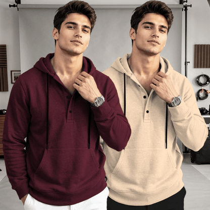 (Pack Of 2) Hooded Neck Plain Winter Sweatshirts