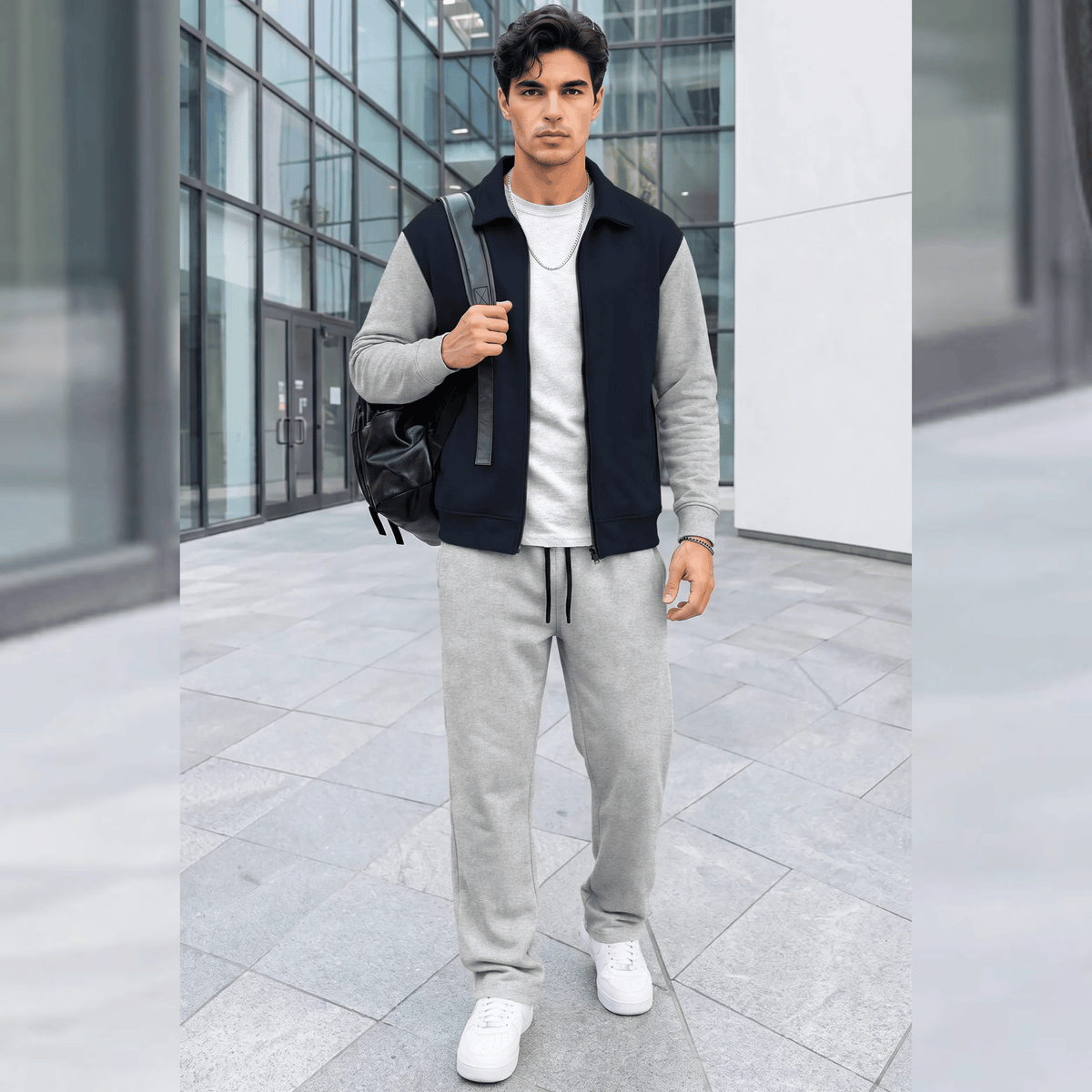 Mens Polo Neck Dual Color Jacket Winter Tracksuits