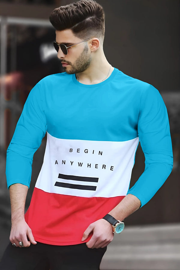 Men Printed Round Neck Cotton Blend Multicolor T-Shirt