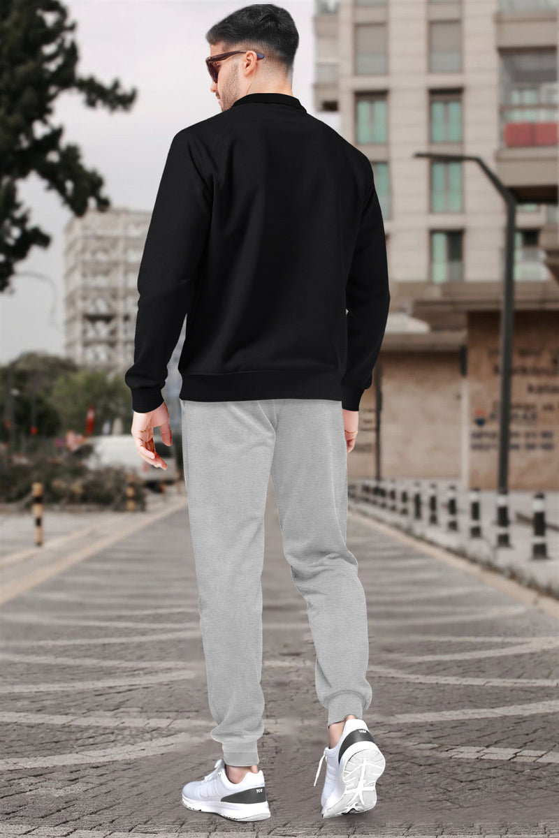 Tracksuit For Men Black Plain Jacket / Grey Plain Trackpant