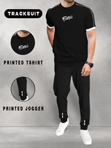 mens tracksuit black t-shirt and black jogger