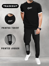 mens tracksuit black t-shirt and black jogger