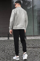 Tracksuit For Men Grey Plain Jacket / Black Plain Trackpant