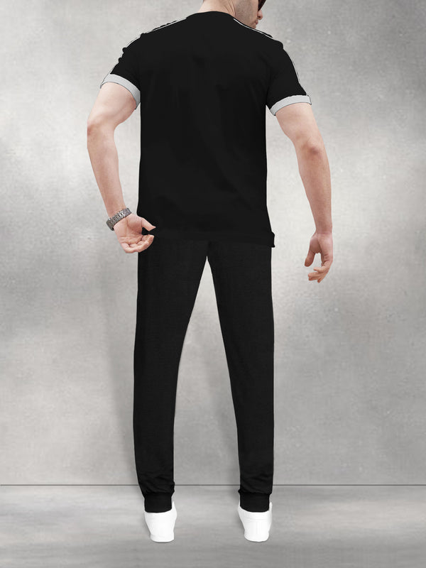 mens tracksuit black t-shirt and black jogger