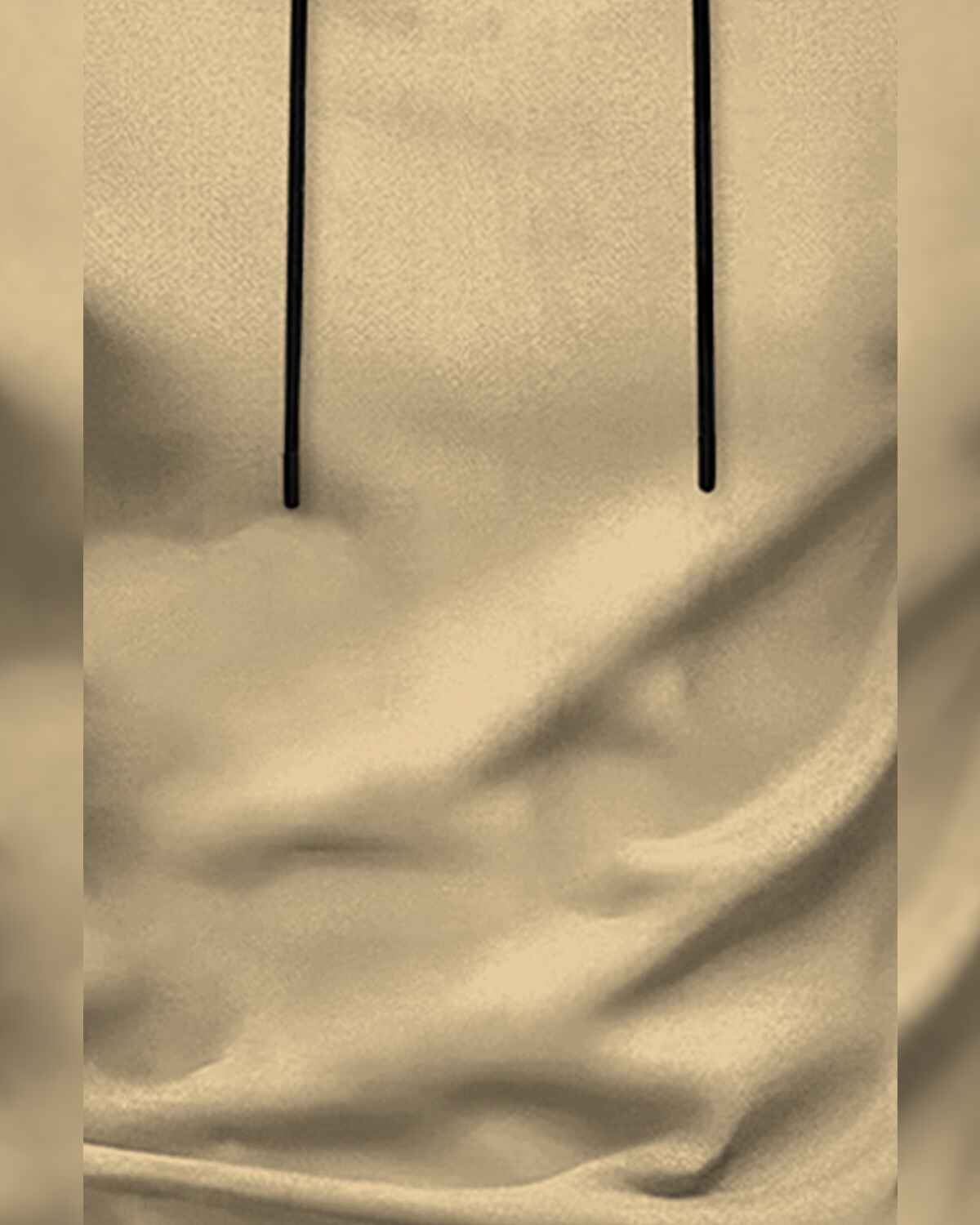 Mens Beige Full Sleeve Plain Hooded T-shirt