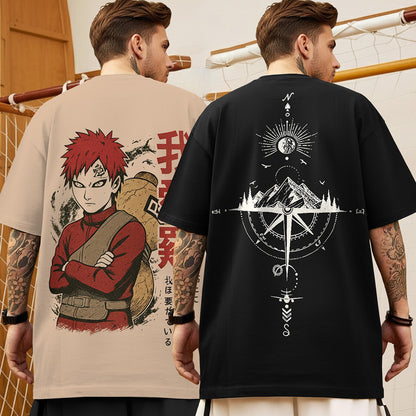 (Pack Of 2) Men Designing Back Printed Oversized T-shirts