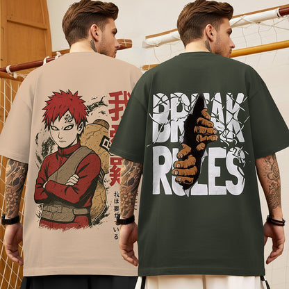 (Pack Of 2) Men Designing Back Printed Oversized T-shirts