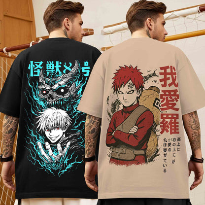 Pack Of 2 Graphic Printed Oversized Tshirts Combo - 15 Variants