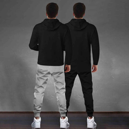 (Pack Of 2) Tracksuit Black Hooded T-shirts Matching Trackpants
