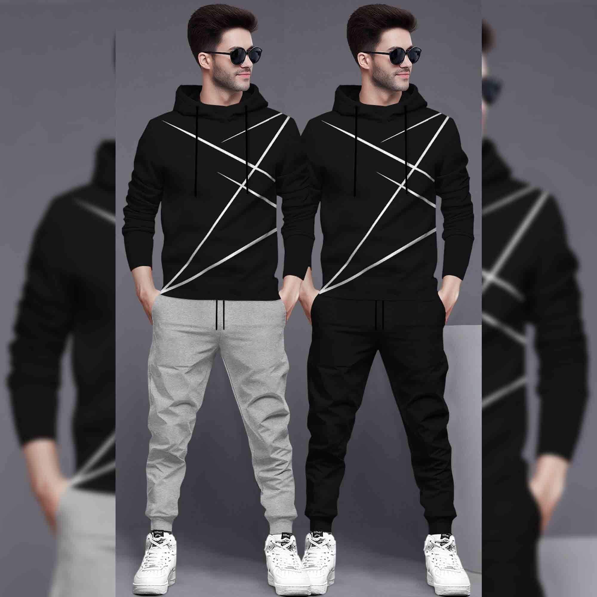 (Pack Of 2) Printed Tracksuit For Men Black