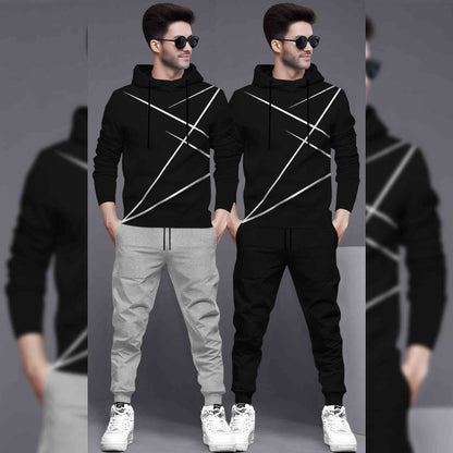 (Pack Of 2) Printed Tracksuit For Men Black