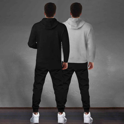 (Pack Of 2) Tracksuit Black & Grey Hooded T-shirts / Matching Trackpants