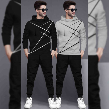 (Pack Of 2) Printed Tracksuit For Men Black & Grey