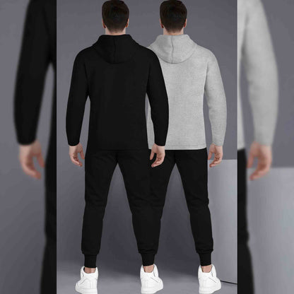 (Pack Of 2) Printed Tracksuit For Men Black & Grey