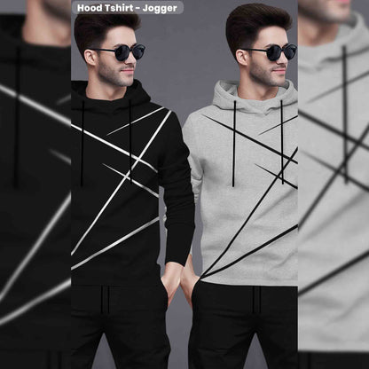 (Pack Of 2) Printed Tracksuit For Men Black & Grey