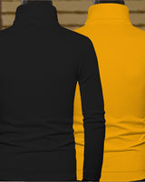 High Neck Tshirts Combo of 2 | Black & Yellow