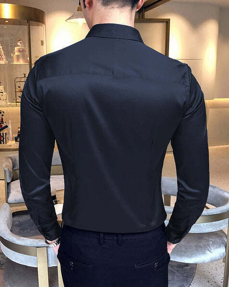 Men Rose Print Black Party Wear Shirt