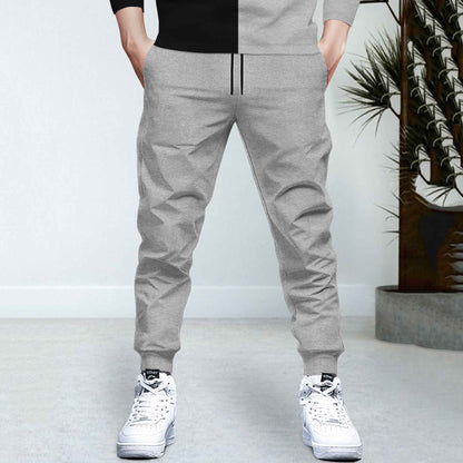 Dual Color Black & Grey T-shirt With Matching Grey TrackPant Hoodie Tracksuit