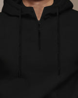 Mens Black Full Sleeve Plain Zip Hooded T-shirt