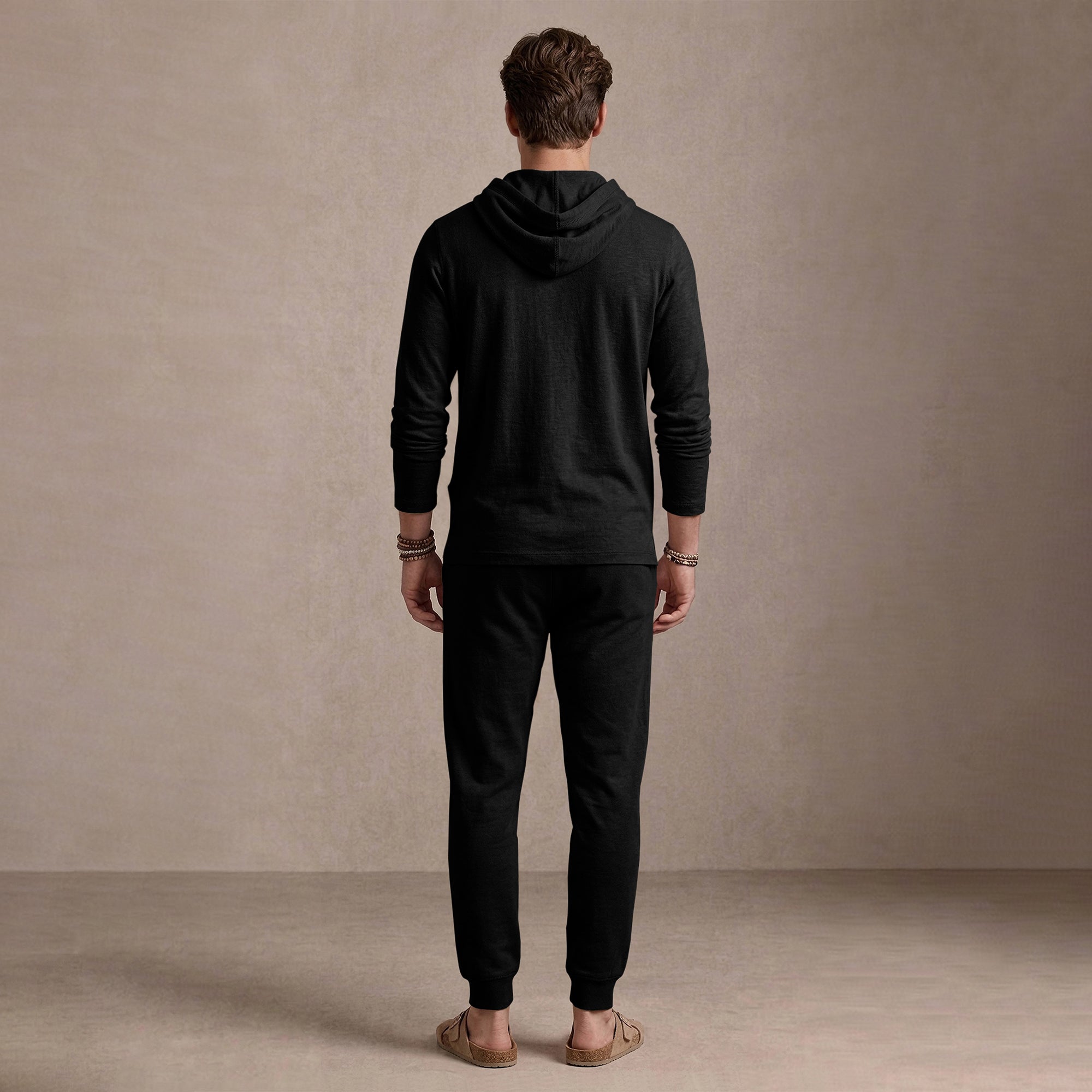 Black Hooded Full Sleeve T-shirt with Black Trackpant Tracksuit