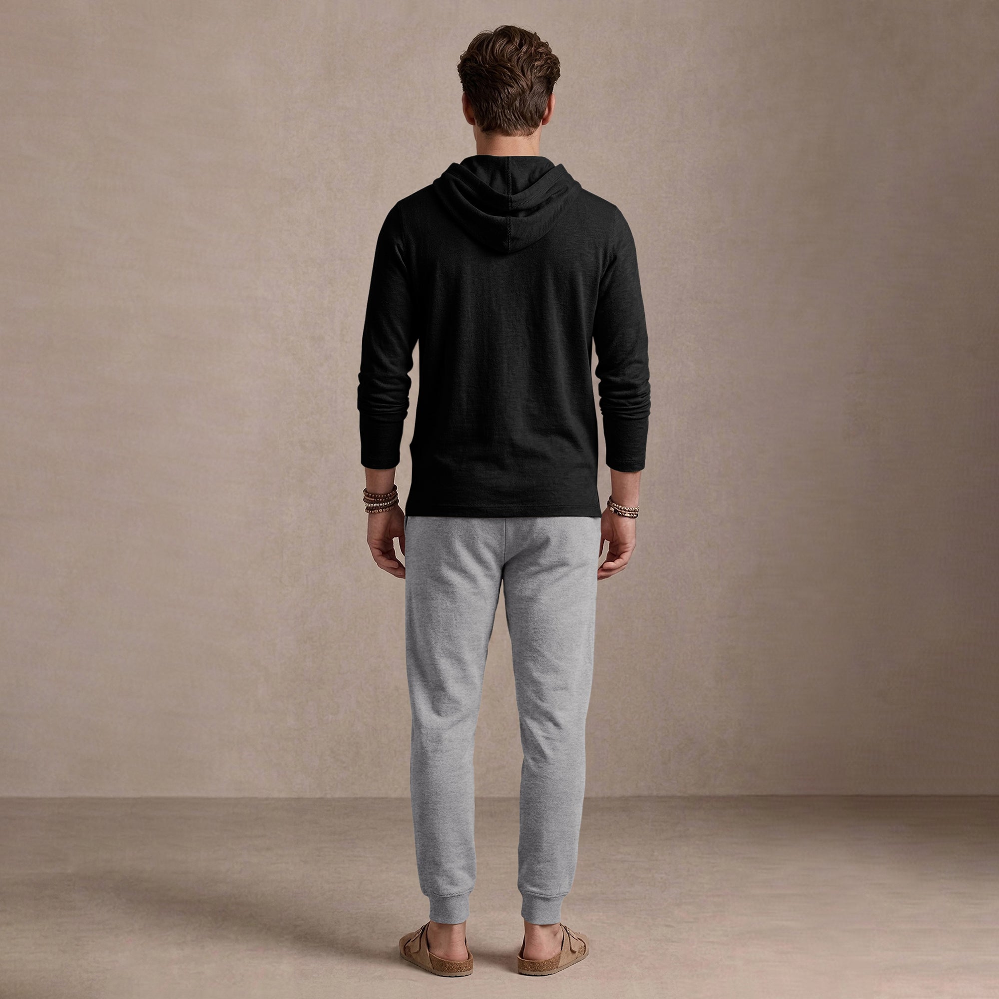Tracksuit For Men Black Hooded Full Sleeve T-shirt / Grey Trackpant