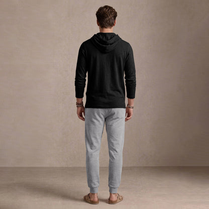 Tracksuit For Men Black Hooded Full Sleeve T-shirt / Grey Trackpant