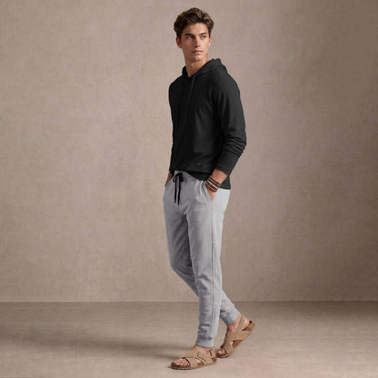 Tracksuit For Men Black Hooded Full Sleeve T-shirt / Grey Trackpant
