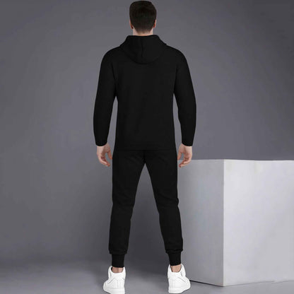 Full Sleeve ZigZag Parttern Black T-shirt With Matching Trackpant