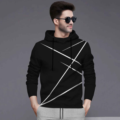 Full Sleeve ZigZag Parttern Black T-shirt With Matching Trackpant