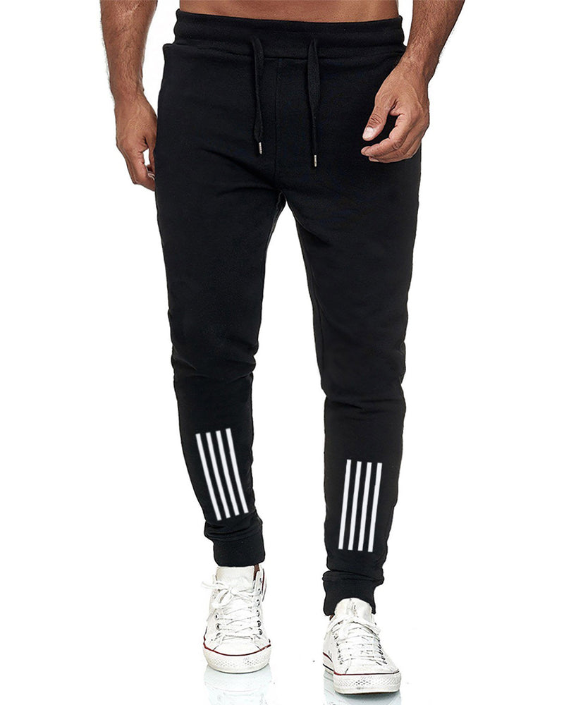 Men Black Printed Cuffed TrackPant For / Black