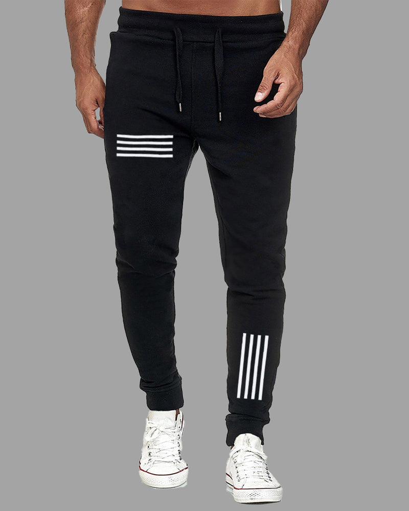 Men Black Printed Cuffed TrackPant For / Black